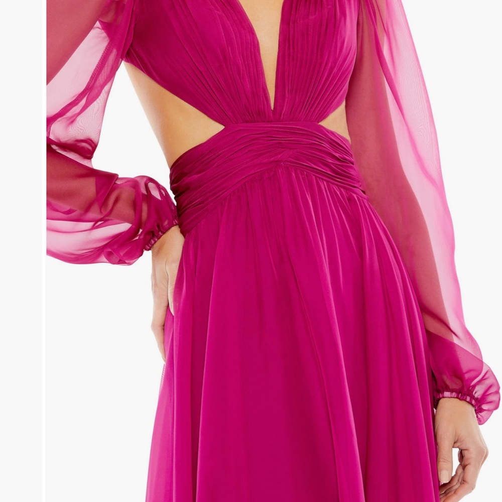 Fuchsia Plunge Neck Gown, Leena Mac Duggal